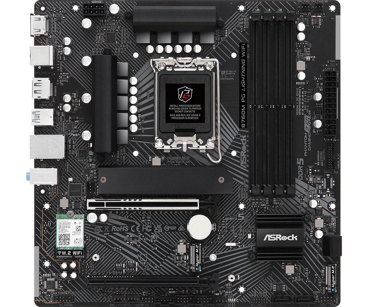 ASRock B760M PG Lightning WiFi LGA 1700 Micro ATX Motherboard